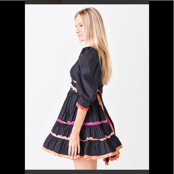 NWT CELIAB Sapin Scalloped Puff-Sleeve Mini Dress Medium - Picture 4 of 10